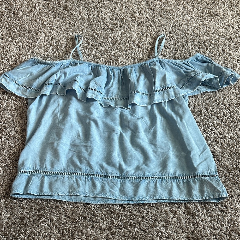 Light Blue Off-Shoulder Women's Top
